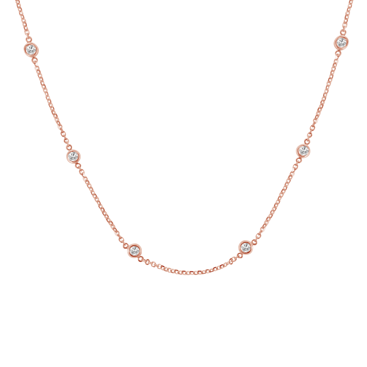 1.00ctw Bezel-Set Diamond 14K Rose Gold Over Sterling Silver Station Necklace
