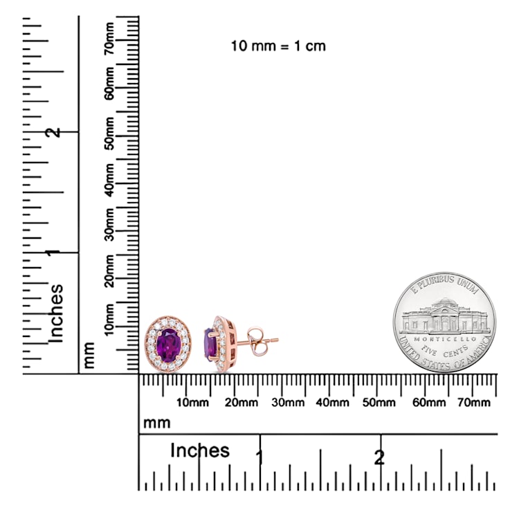 14K Rose Gold 7x5mm Cushion Cut Garnet and 3/8ctw Round Diamond Halo
Stud Earrings