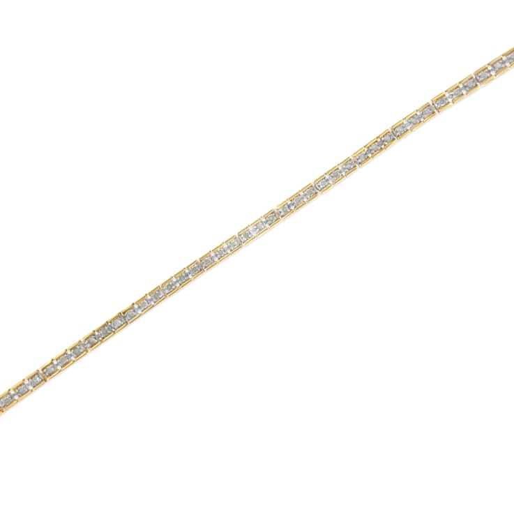 10K Yellow Gold Over Sterling Silver 1.0ctw Diamond Square Hybrid Link
7" Tennis Bracelet