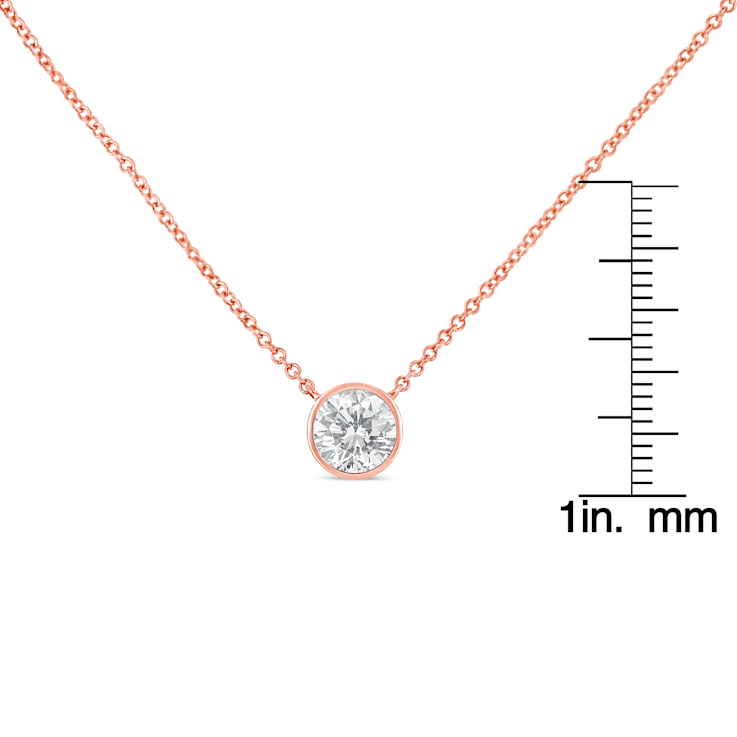 10K Rose Gold 1/5ct Diamond Modern Bezel-Set Solitaire Necklace (H-I
Color, SI2-I1 Clarity)