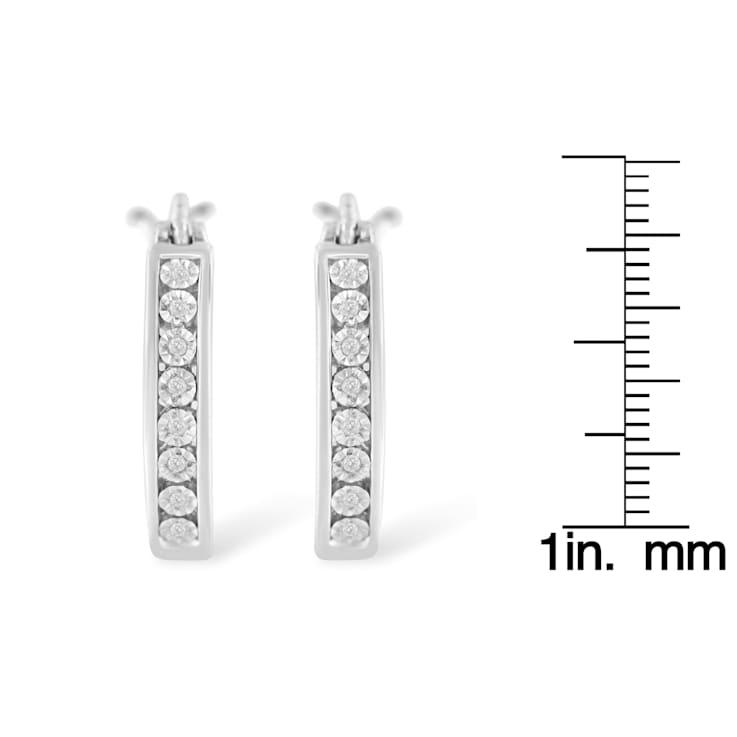 Sterling-Silver Diamond Accent Channel Set Style Hoop Earring