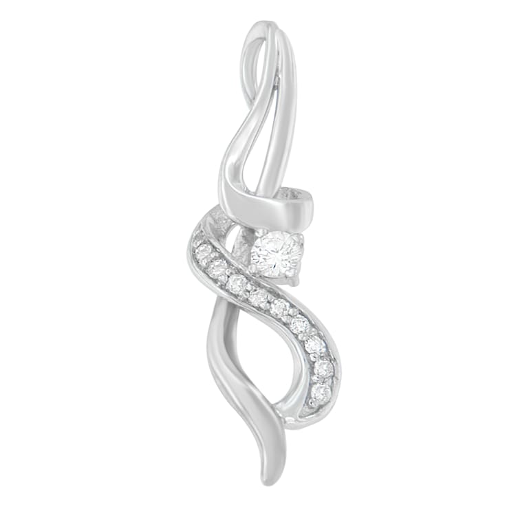 10K White Gold Espira 1/5ctw Round Cut Diamond Swirl Pendant With Chain
(J-K, I1-I2)