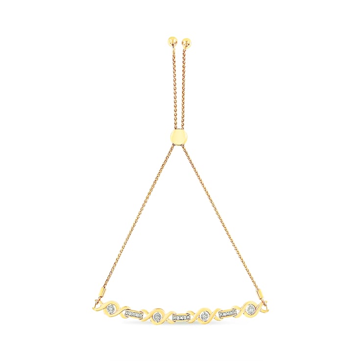14K Yellow Gold Over Sterling Silver Channel Set Diamond Accent Twist
Bolo Bracelet