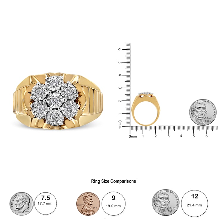 0.33ctw Diamond 14K Yellow Gold Over Sterling Silver Floral Cluster Ring