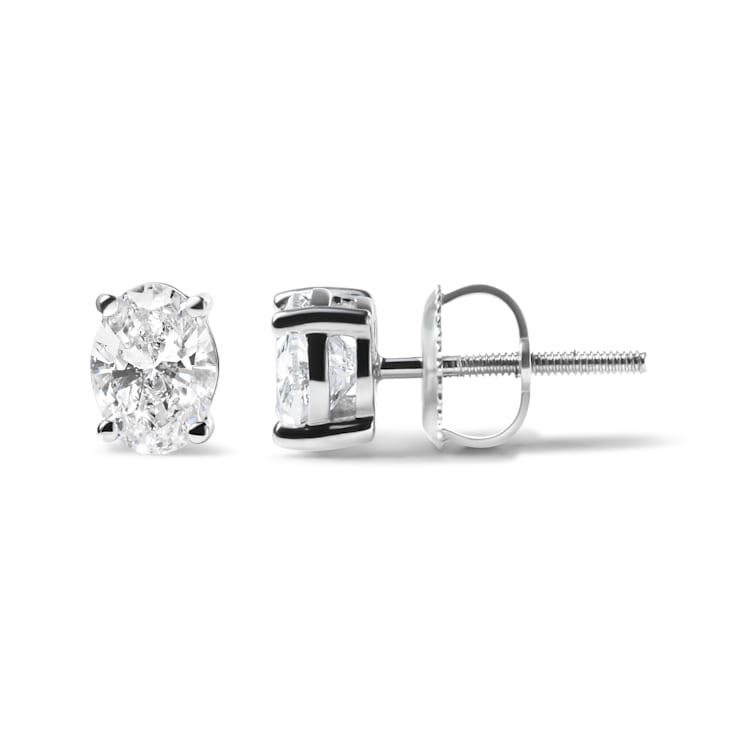 14K White Gold 2.0ctw Lab Grown Oval Diamond Solitaire Stud Earring (F-G
Color, VS1-VS2 Clarity)