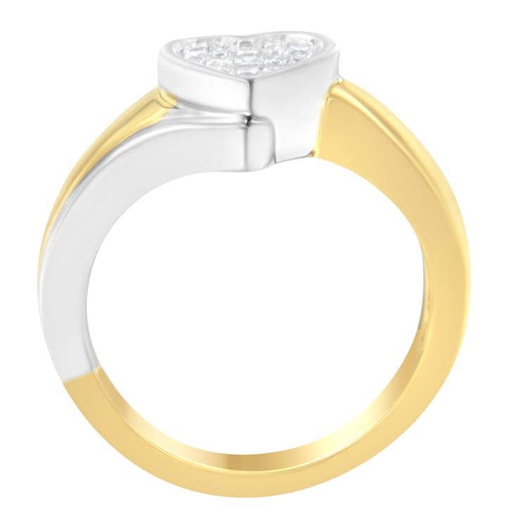 14K Two-Toned Gold Princess-Cut Diamond Heart Promise Ring (1/4 Cttw,
H-I Color, I1-I2 Clarity)