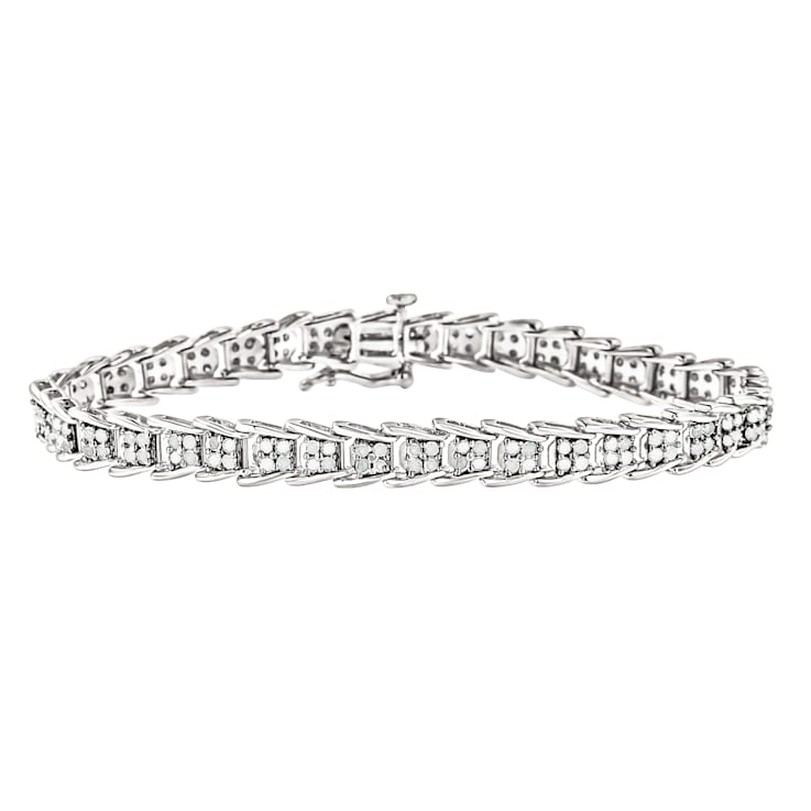 10K White Gold 2.0ctw Diamond Fan-Shaped Link Tennis Bracelet