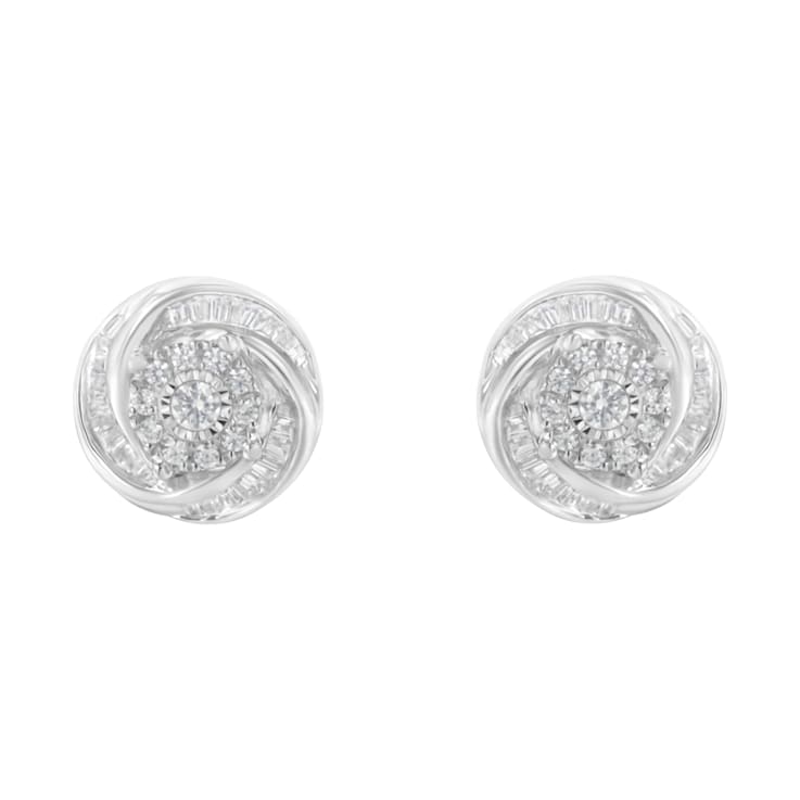Sterling Silver .75ctw Mixed Diamond Love Knot Stud Earring (I-J Color,
I2-I3 Clarity)