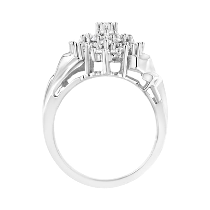 .925 Sterling Silver 1 cttw Lab-Grown Diamond Cluster Ring (F-G Color,
VS2-SI1 Clarity) - Size 7