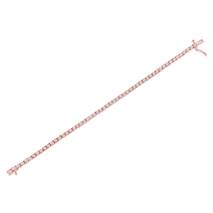 10K Rose Gold Over Sterling Silver 1.0 Cttw Round-Cut Diamond Tennis Bracelet