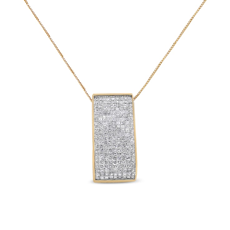 14K Yellow Gold Princess-Cut Diamond Pillar Pendant w\chain(1 5/8ctw,
H-I Color, SI1-SI2 Clarity)