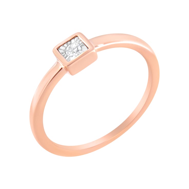14K Rose Gold Over Sterling Silver 1/20ctw Miracle Set Diamond Ring (J-K
Color, I1-I2 Clarity)