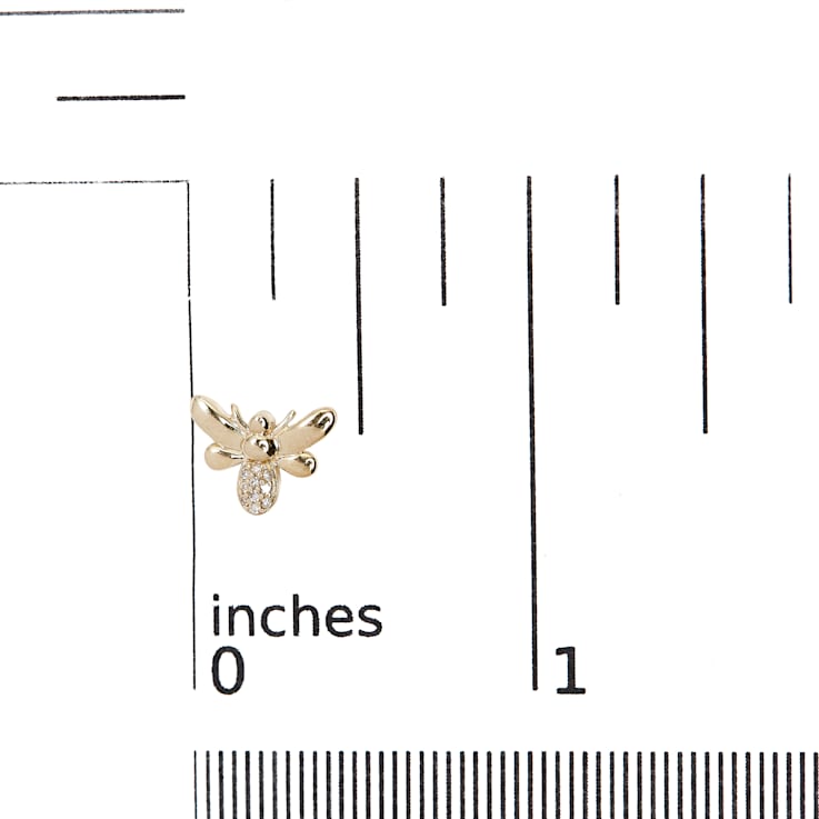 10K Yellow Gold Diamond Accented Bumble Bee Stud Earring (H-I Color,
I1-I2 Clarity)