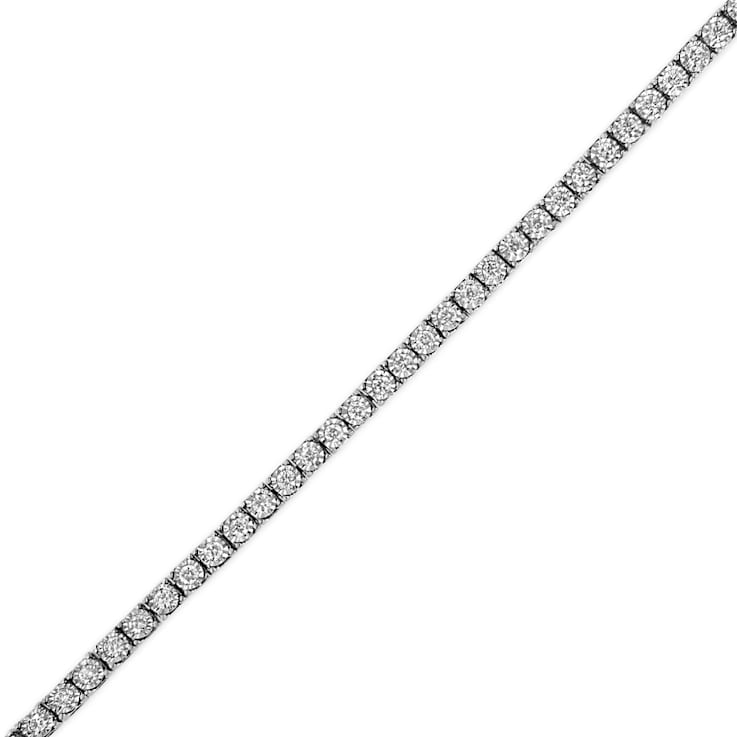 14K White Gold 1.0ctw Miracle Set Round-Cut Lab Grown Diamond Illusion
Tennis Bracelet