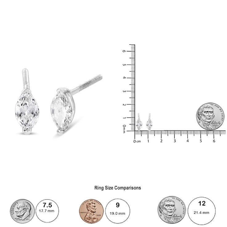 0.50ctw Marquise Lab Grown Diamond Solitaire 14K White Gold Stud Earrings