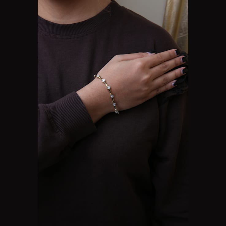 10K Yellow Gold Over Sterling Silver 1.0 Cttw Miracle Set Diamond Bezel
Style Station Link Bracelet