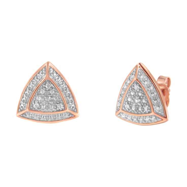 14K Rose Gold Over Sterling Silver Diamond-Accented Trillion 4-Stone
Halo-Style Stud Earrings