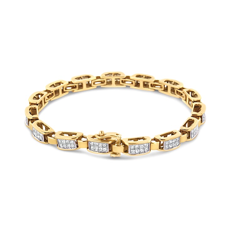 14K Yellow Gold 2.50ctw Princess-Cut Diamond Link Tennis Bracelet