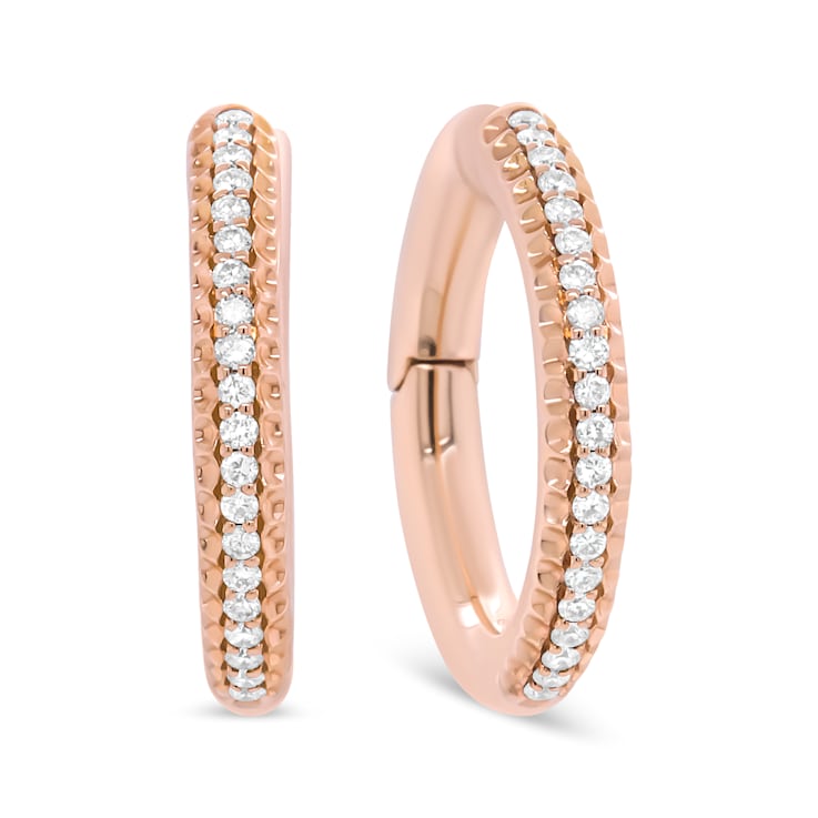 18K Rose Gold 1/3 Cttw Round Cut Diamond Hoop Earrings (F-G Color,
VS1-VS2 Clarity)
