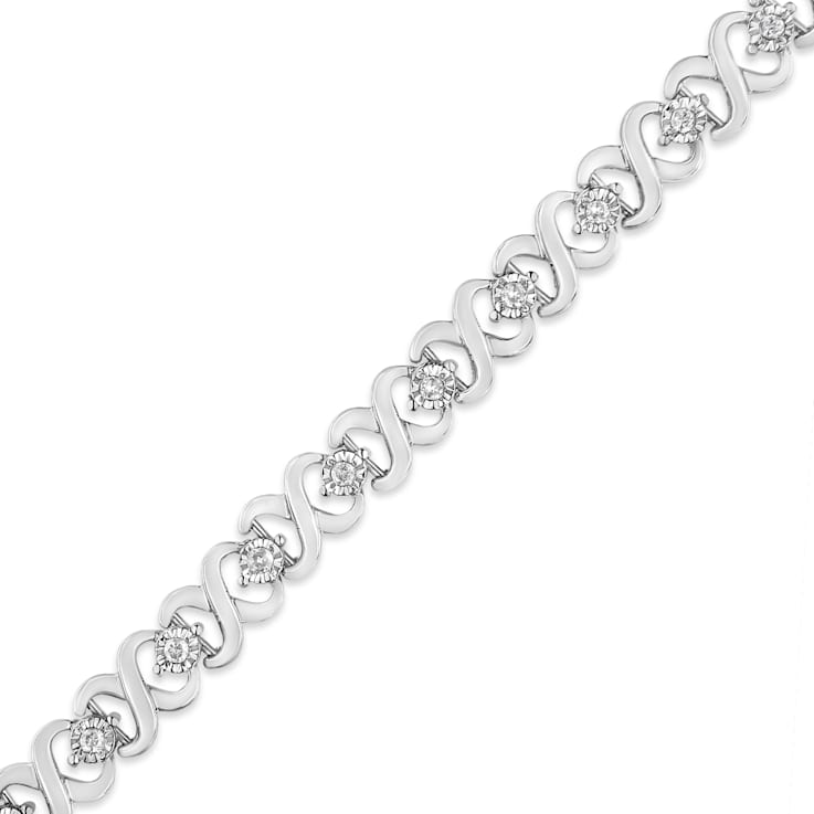 0.33ctw Round White Diamond Infinity Sterling Silver Tennis Bracelet