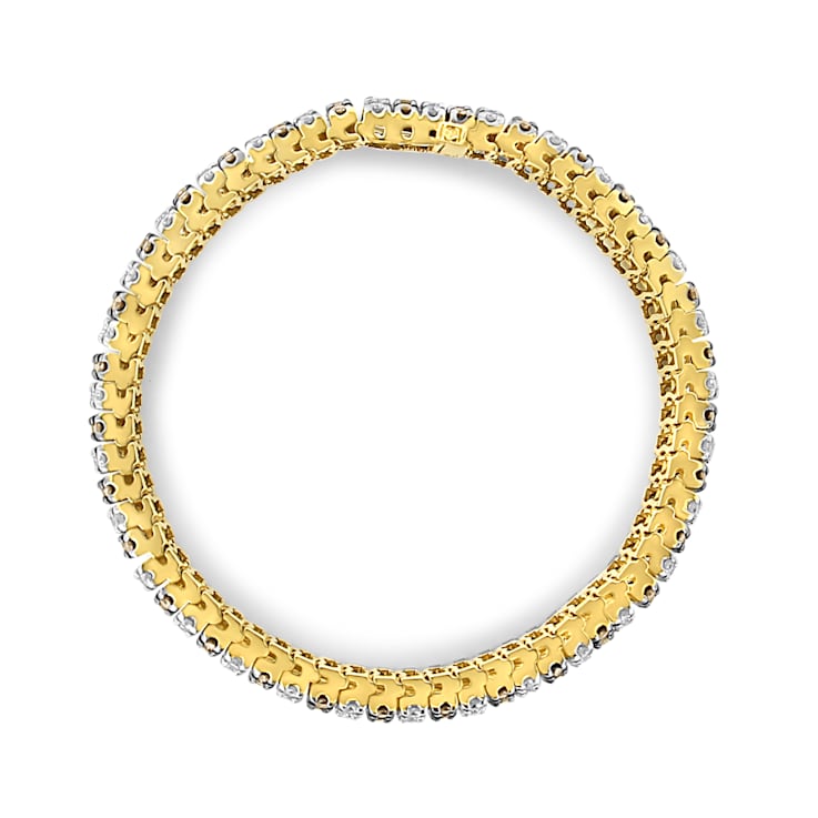 10.33ctw Coco and White Diamond 10K Gold 5-Row Tennis Bracelet