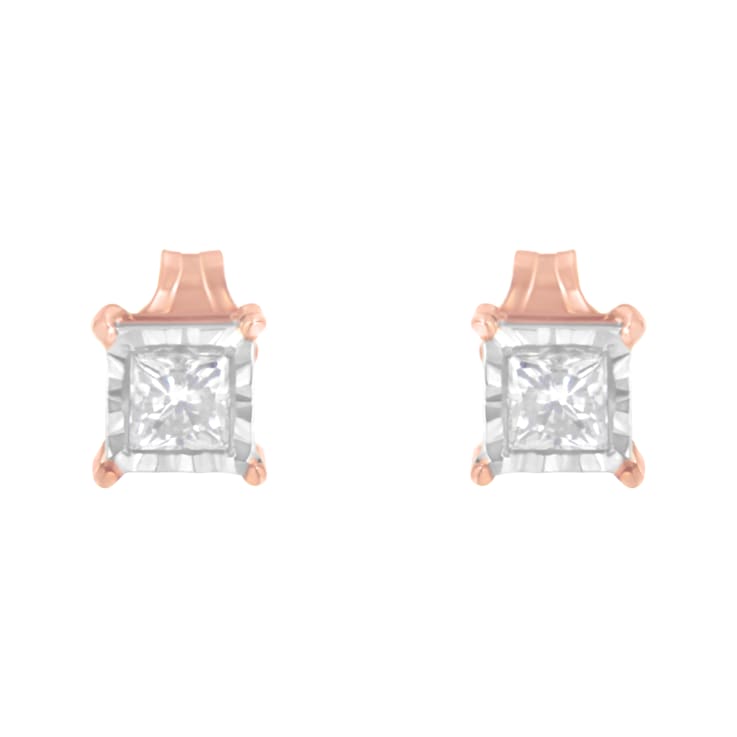 14K Rose Gold Over Sterling Silver 1/2ctw Diamond Solitaire
Miracle-Plate Stud Earrings