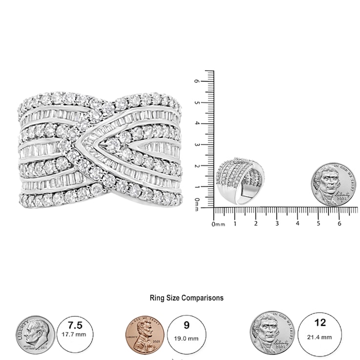 Sterling Silver 2 3/8ctw Diamond Multi Row Overlay Band Ring ( J-K
Color, I3 Clarity)