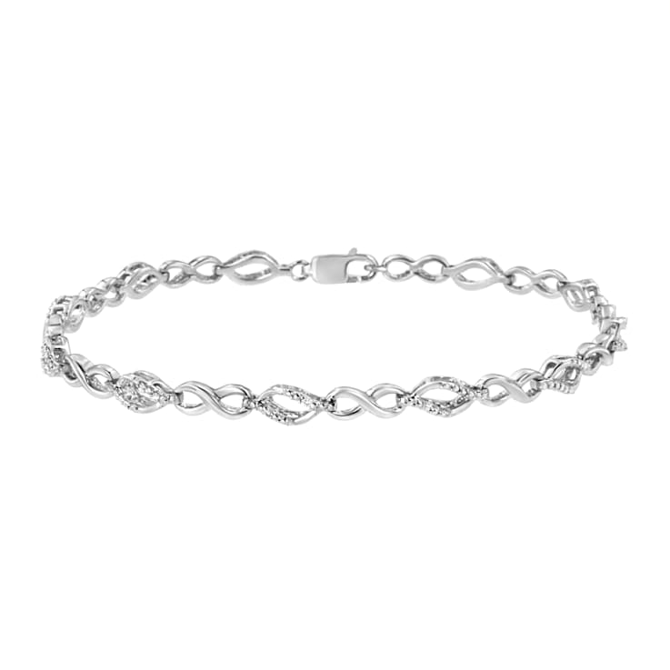 Sterling Silver Diamond Accent Alternating Infinity Shape and Pear Shape
Link Bracelet