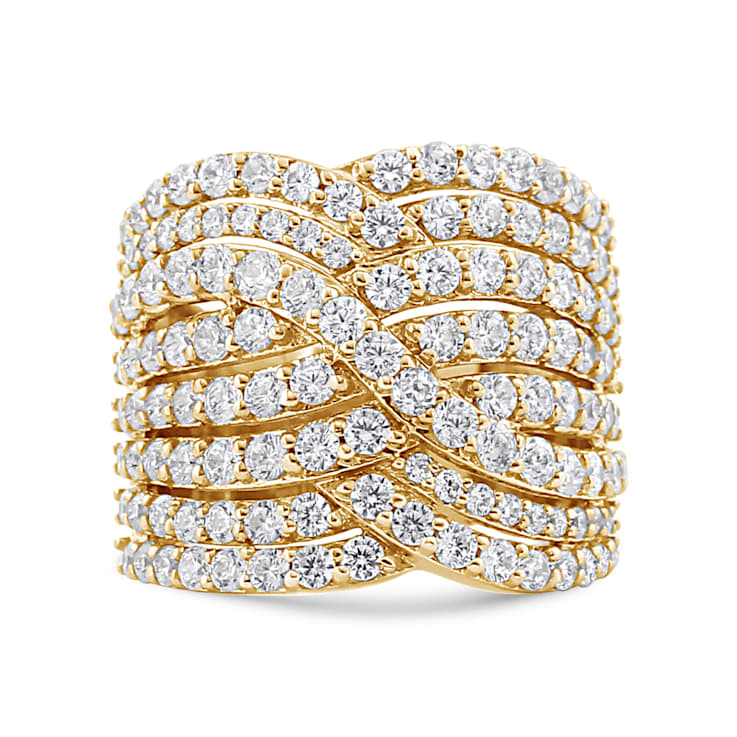 3.00ctw Diamond Eight-Row Bypass 10K Yellow Gold Ring