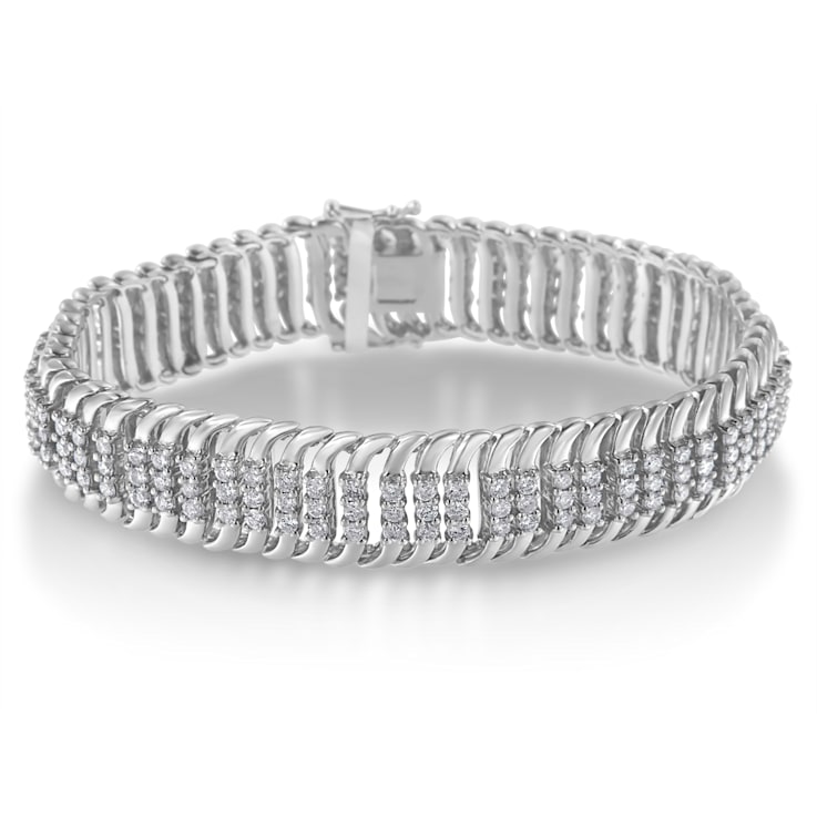 14K White Gold 5.0ctw Round Brilliant Cut Diamond 7" S Wave
Serpentine Tennis Bracelet
