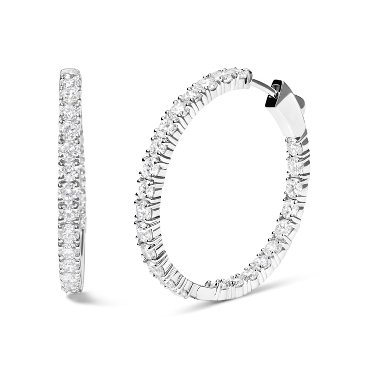 14K White Gold 5.00 Cttw Lab Grown Diamond Inside Out Hoop Earrings (F-G
Color, VS1-VS2 Clarity)