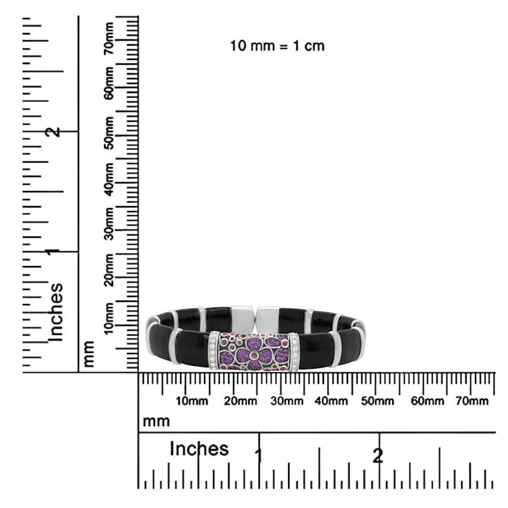 Sterling Silver Black and Brown Enamel 1/3ctw Diamonds and Sapphire
Bangle Bracelet