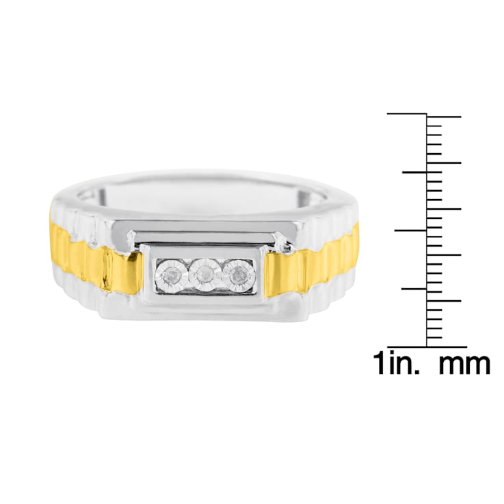 10K Yellow Gold Over Sterling Silver Diamond 3 Stone Men's Ring (I-J
Color, I2-I3 Clarity)