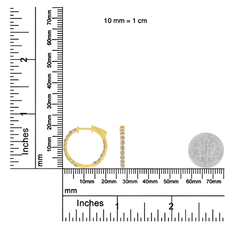 10K Yellow Gold Over Sterling Silver Diamond Hoop Earrings 2.0ctw