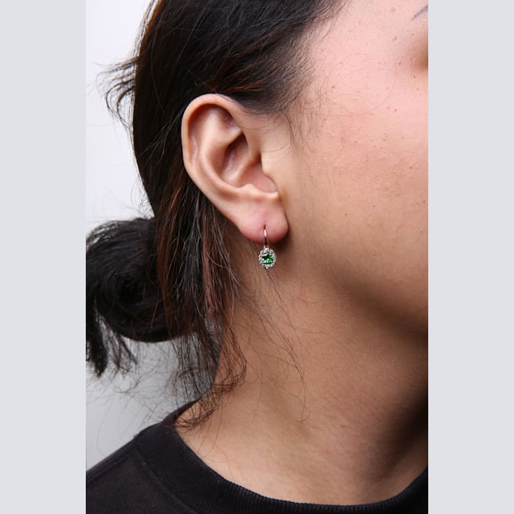 18K Two-Tone Gold Round Tsavorite and Round Brown Diamonds Halo Drop
Hoop Earrings