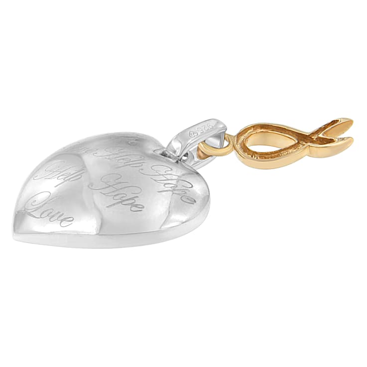 10K Yellow Gold Over Silver Heart Pendant With Chain