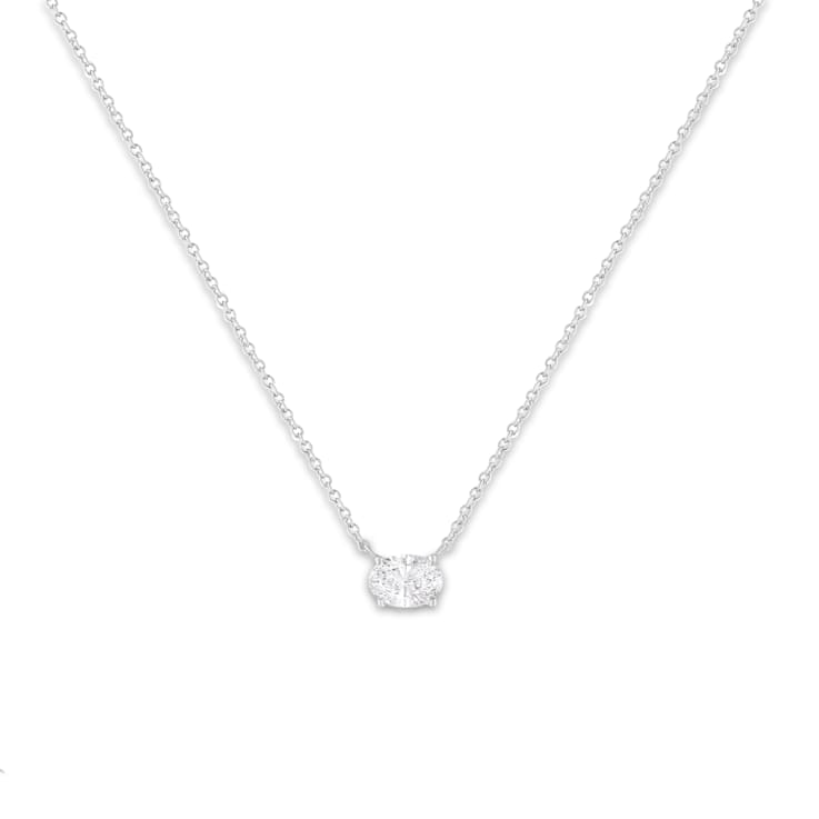 14K White Gold Lab Grown Diamond IGI Certified 1/2ct Solitaire Diamond Necklace