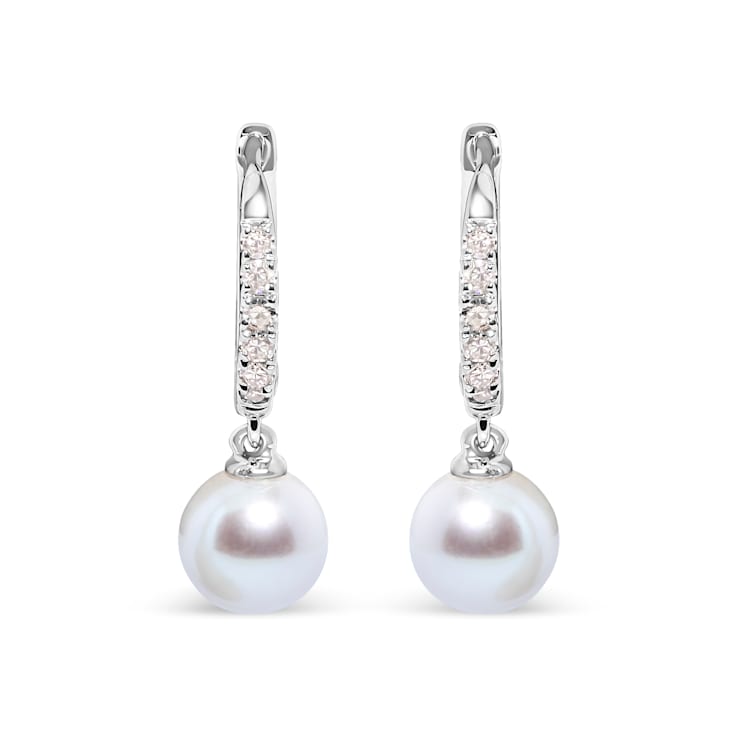 10K White Gold 6x6 MM Cultured Freshwater Pearl and Diamond Accent Drop
Huggy Earring
