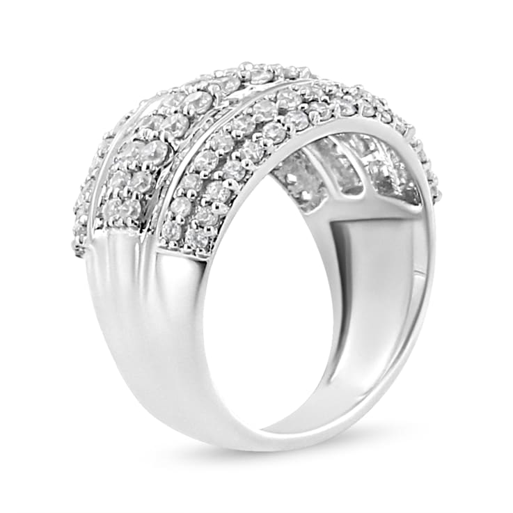 Sterling Silver 2.0ctw Round and Baguette-Cut Diamond Cluster Ring (H-I
Color, I1-I2 Clarity)
