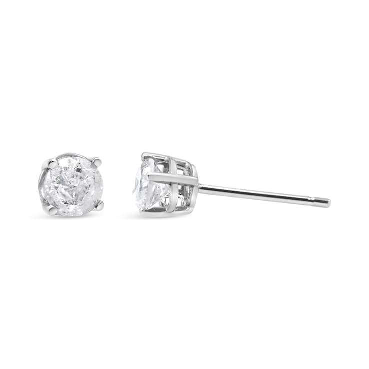 Sterling Silver 3/4ctw 4-Prong Round-cut "Salt and Pepper"
Diamond Classic Stud Earrings