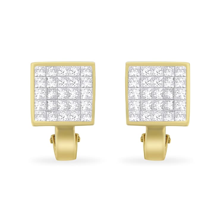 14K Yellow Gold 3-1/5ctw Princess Cut Diamond Square Invisible Set
Huggie Earrings