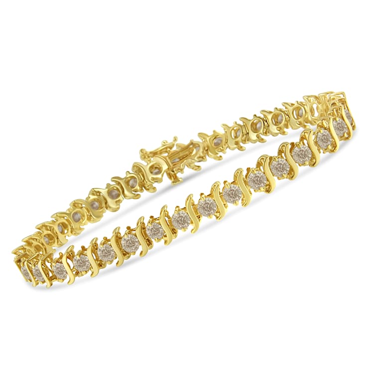 10K Yellow Gold Over Sterling Silver 7.0ctw Round Brilliant Cut Diamond
"S" Link Bracelet