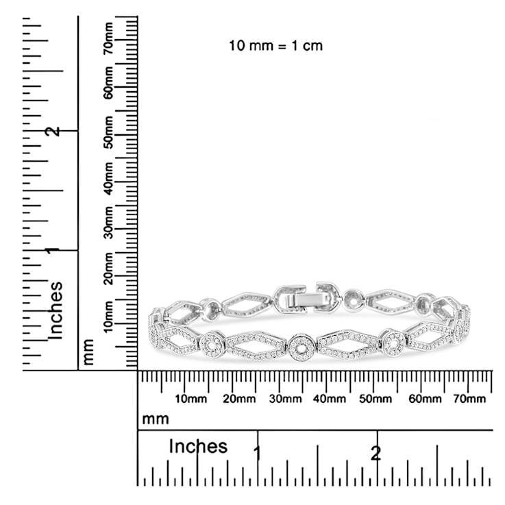 Sterling Silver 1 1/2 Cttw Diamond Studded Circle and Kite-Shaped
Vintage-Style Link Bracelet