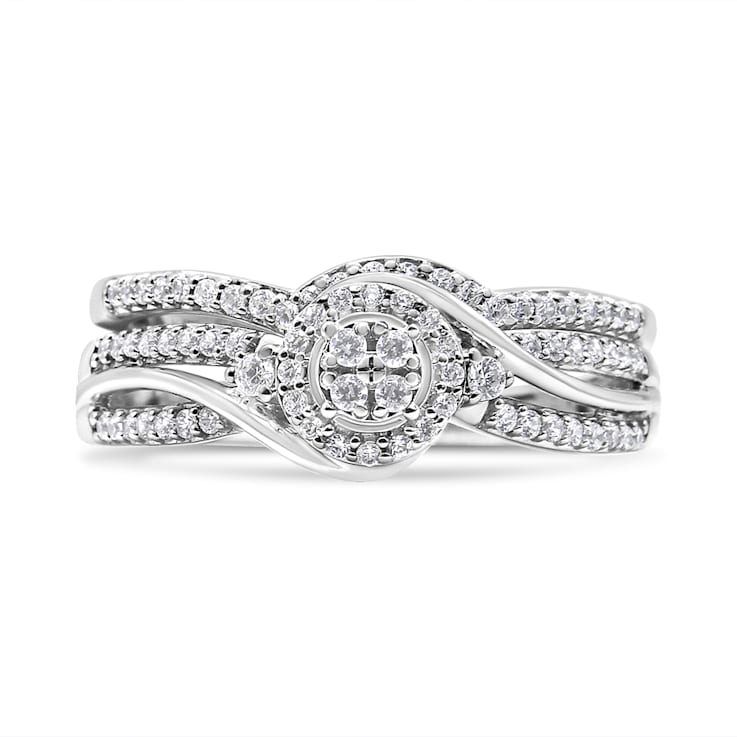 ファッションの Silver Sterling 1/3ctw Bridal Bypass Frame Diamond Composite アクセサリー