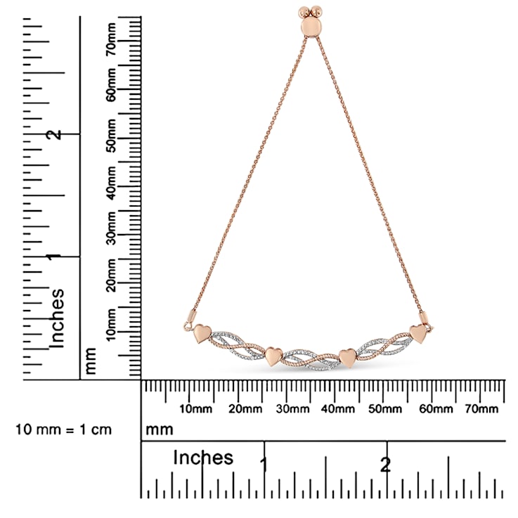 14K Rose Gold Plated Sterling Silver Diamond Accent Adjustable 4”-10”
Bolo Bracelet (I-J, I3)
