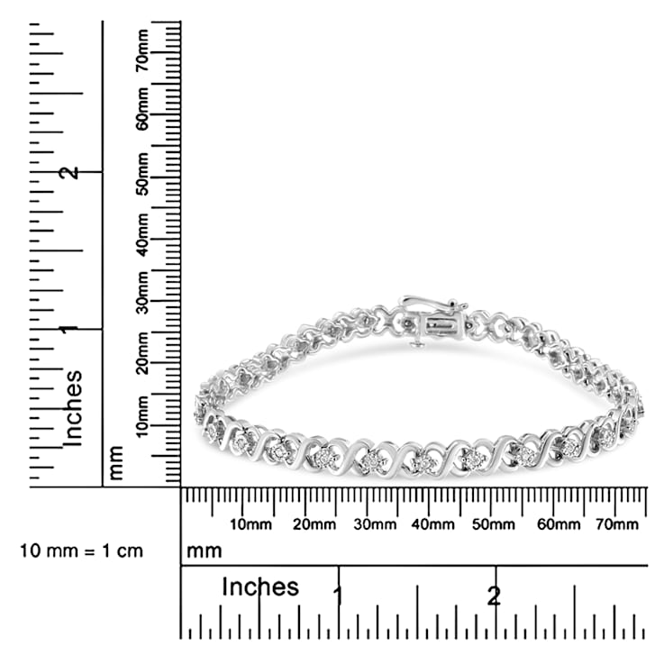 0.33ctw Round White Diamond Infinity Sterling Silver Tennis Bracelet