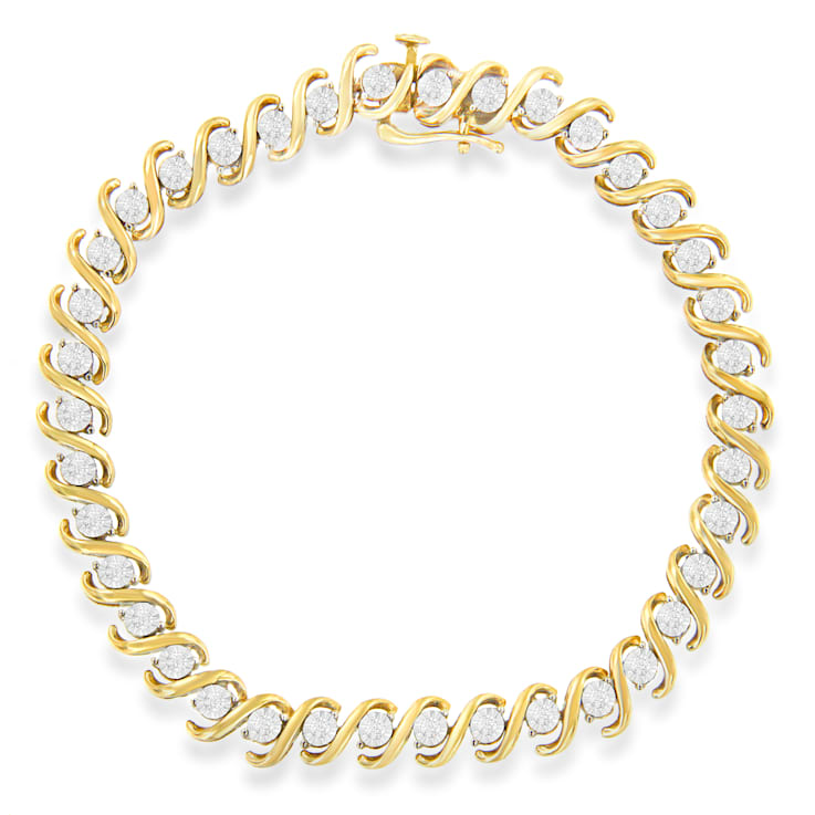 0.50ctw Round White Diamond 10K Yellow Gold Over Sterling Silver Tennis Bracelet