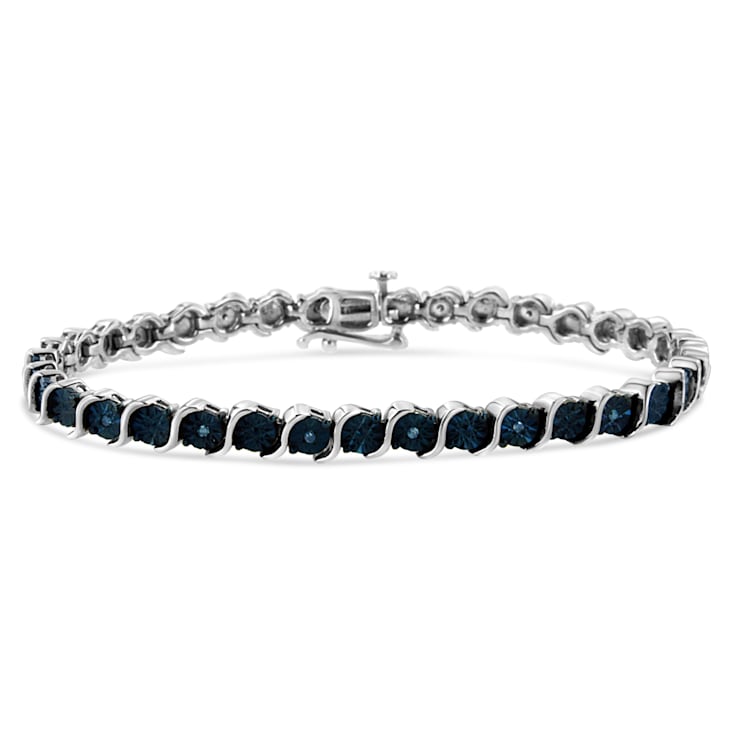 Sterling Silver .10ctw Miracle-Set Blue Color Diamond Miracle Plate
"S" Link Tennis Bracelet