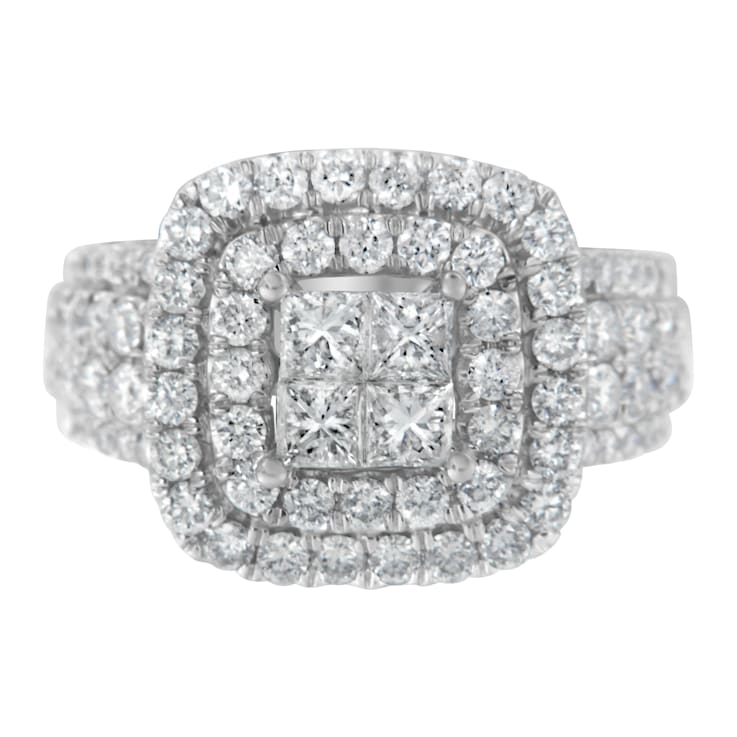 14K White Gold Round and Princess Diamond Ring (2 1/4ctw, H-I Color,
SI1-SI2 Clarity)