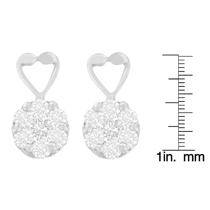 14K White Gold 1 1/4ctw Round Cut Diamond Earrings